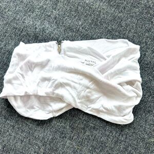 Small, white, crisscrossed bandeau/tube top!